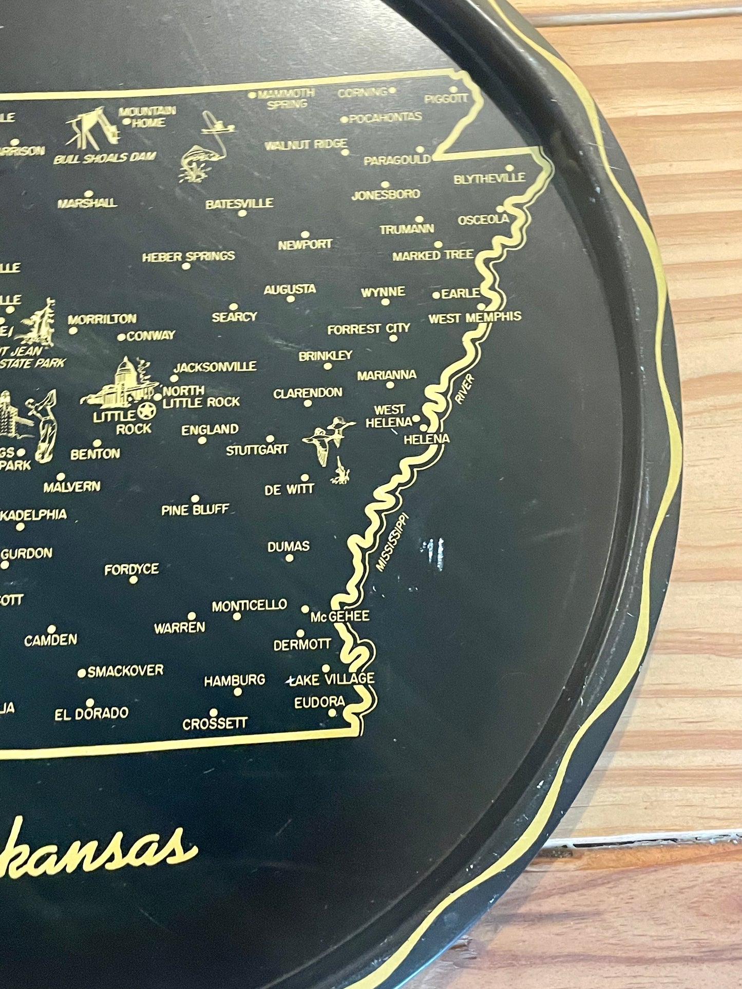 Vintage Arkansas State Souvenir Tray