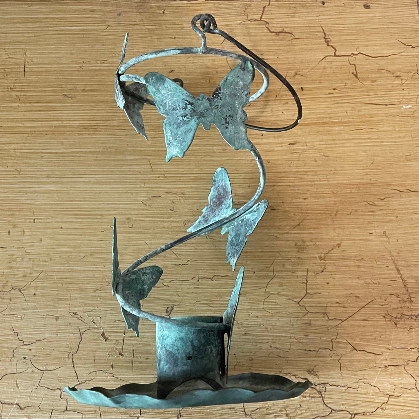 1993 Patina Metal Butterfly Lantern/Candleholder