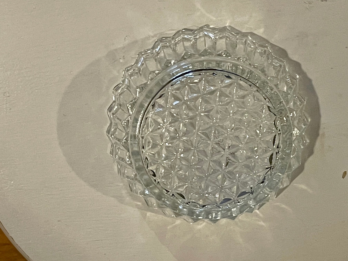 60s-70s MCM Crystal Bowl with Tomato Red Lid