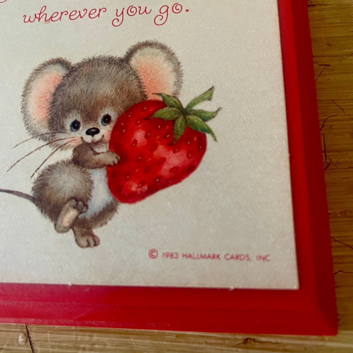 1983 Hallmark “Take Happiness with You” Strawberry Mouse Wall Plaque