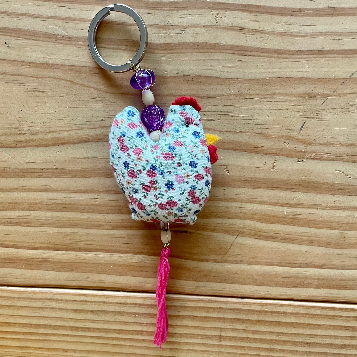 Handmade Colorful Plush Chicken Keychains