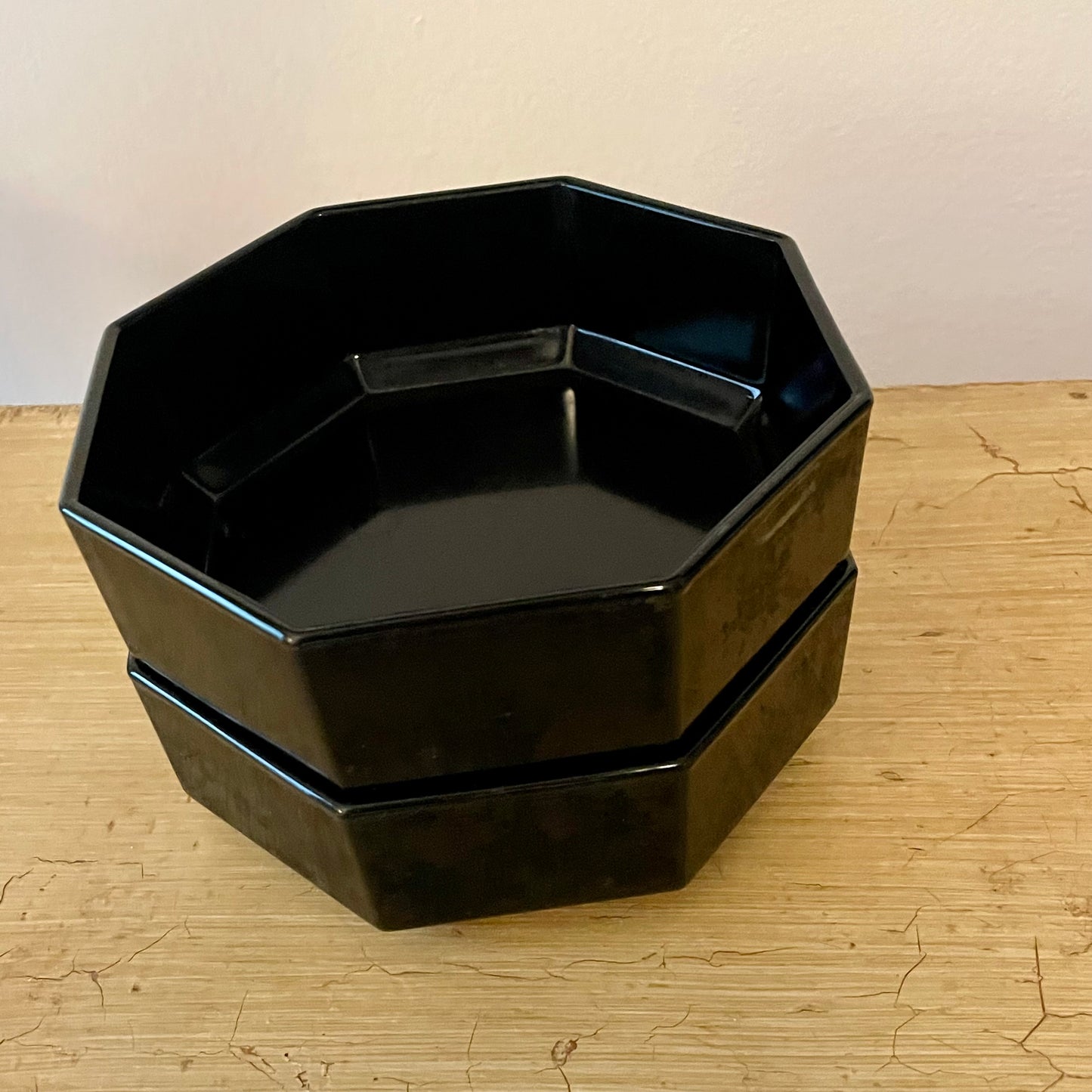 1980s Vintage Arcoroc France Octime Black Cereal Bowls