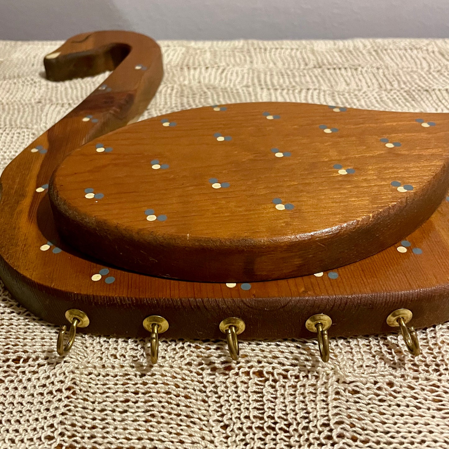 80s-90s Wooden Swan Mail and Key Organizer