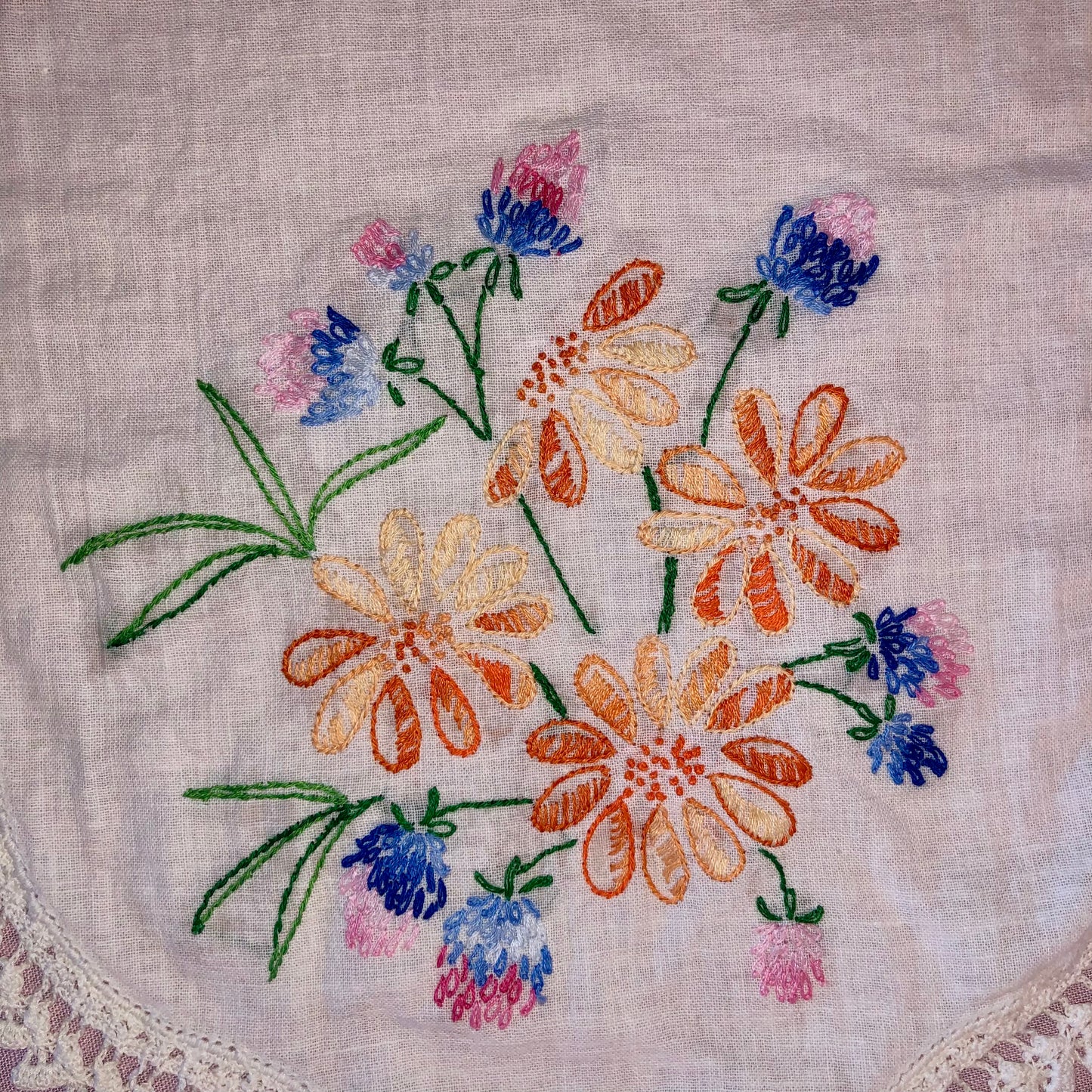 Up-Cycled 1940s-1950s Embroidered Banner