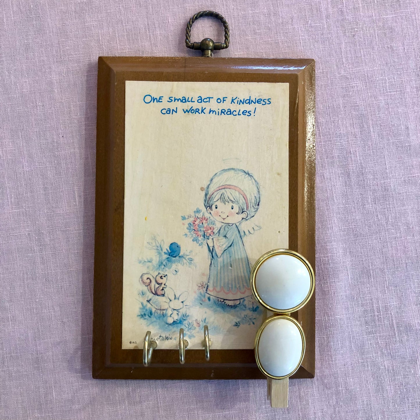 Up-Cycled Vintage 80s Wall Plaque Key Hook & Mail Organizers