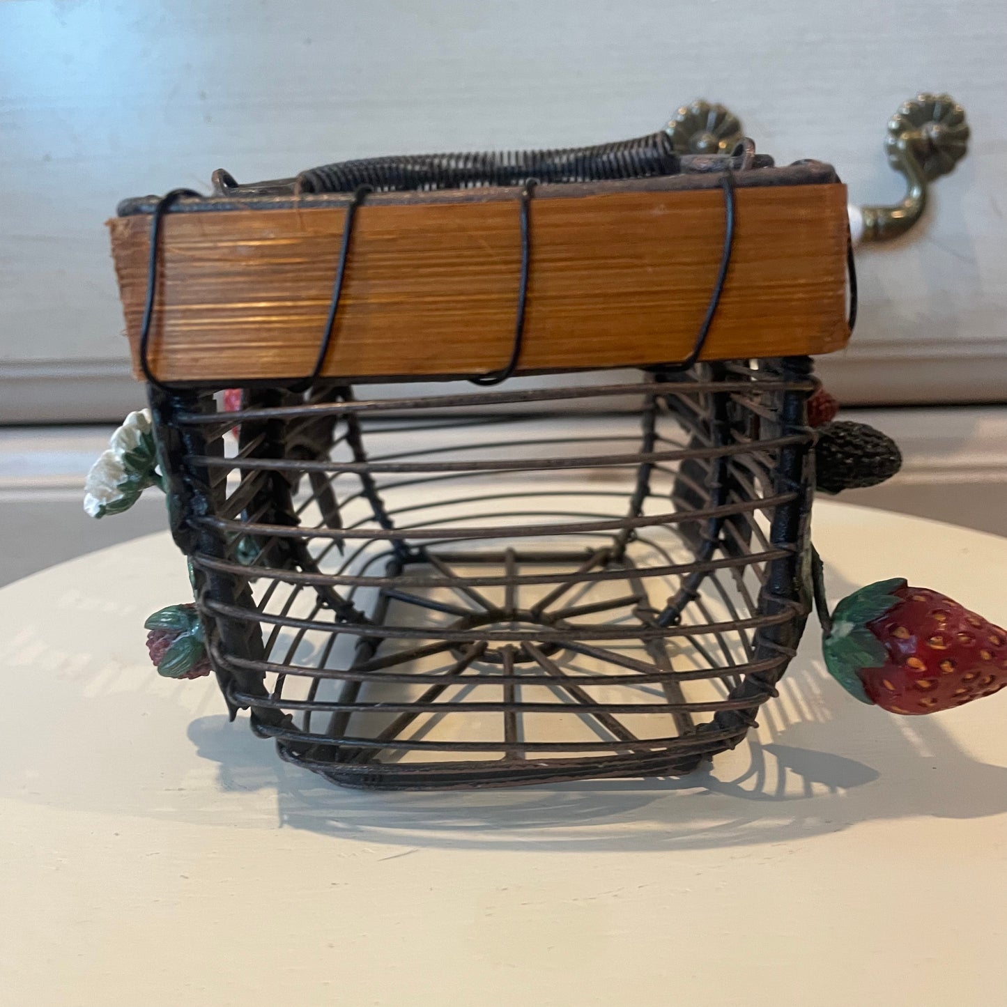 Metal and Wicker Berry Basket, Strawberry Blackberry Raspberry Wire Basket