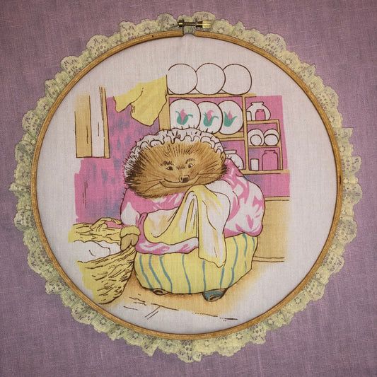 80s/90s Quilted Beatrix Potter Mrs. Tiggy-Winkle Wall Art